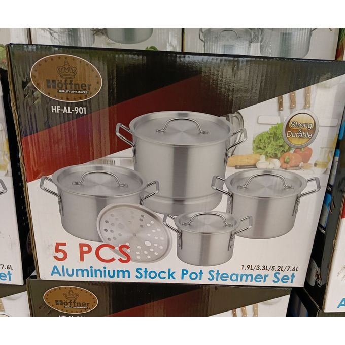 Hoffner 5psc Aluminum Stock Pot Steamer Set