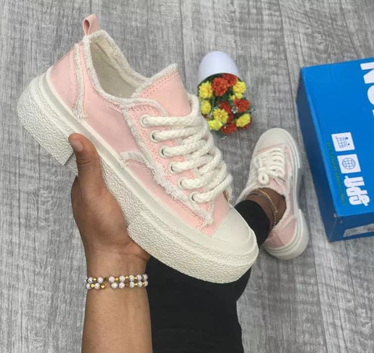 Tanzanite Fringed Lace-Up Platform Sneakers