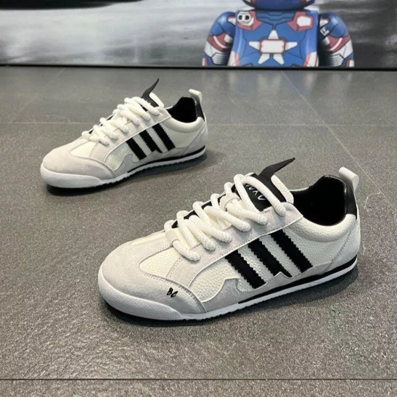 BC Three-Stripe Casual Sneakers – White/Grey/Black