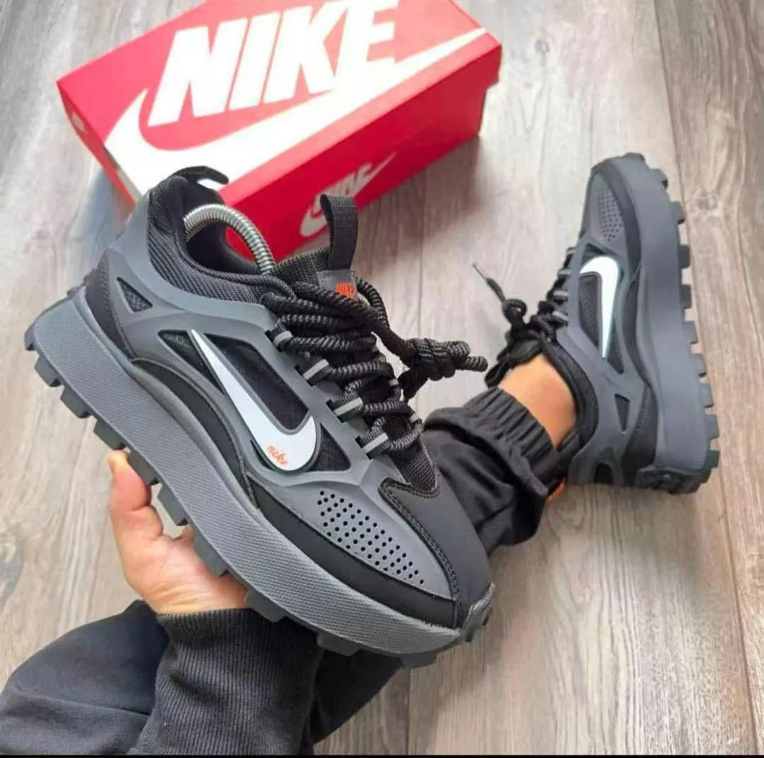Nike Bailleli Black and Grey Sneakers (White Logo)