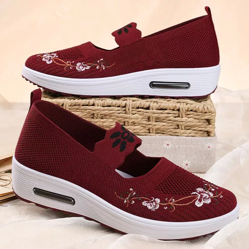 Women's Knitted Flats Red