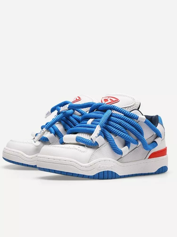 White x Blue Casual Sport Lace Up Sneakers