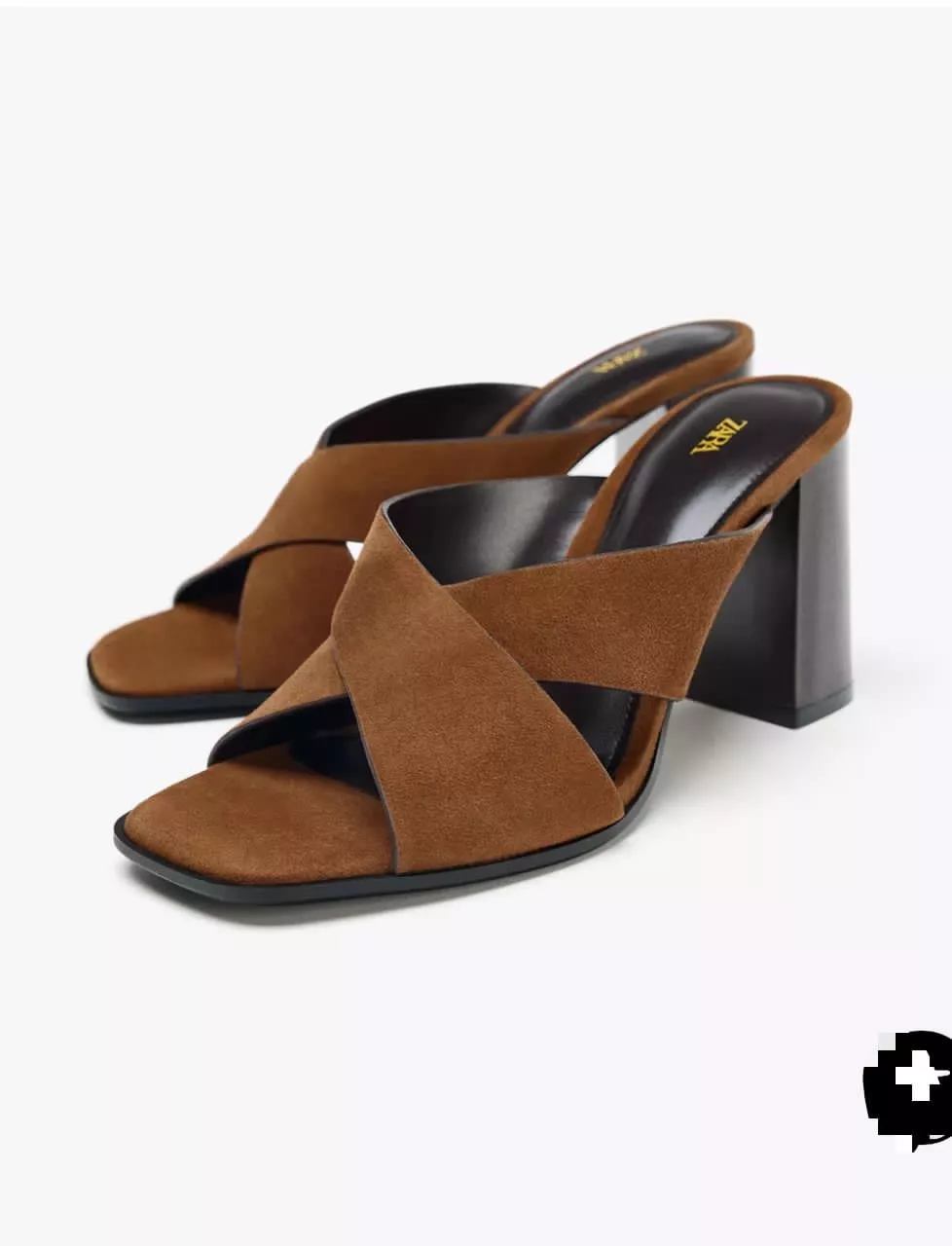 Zara Split Suede Block Heel Sandals