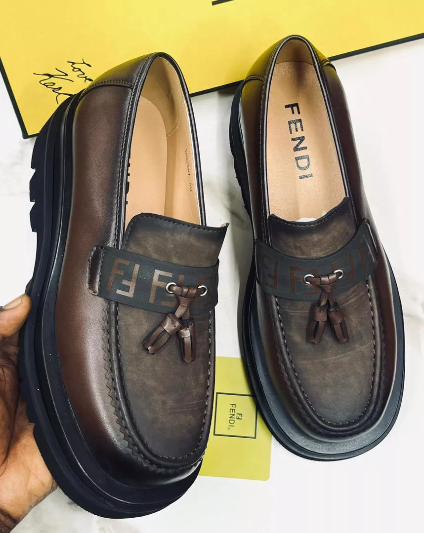 Fendi Roma Brown Leather Loafers