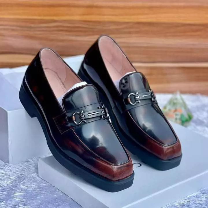 Ferragamo-Style Burnished Gradient Gancini Loafers